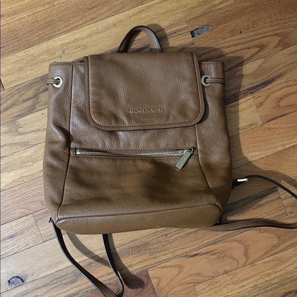 Michael Kors Tan Pebble Leather Backpack